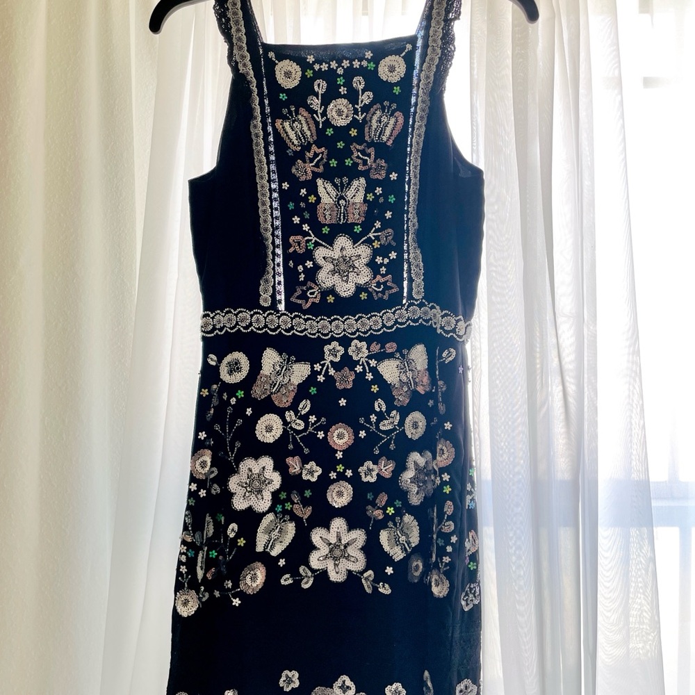 Chelsea & Violet Beaded and Embroidered Floral Midi Dress